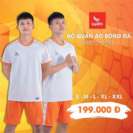Áo Bóng Đá không logo Kamito trắng quần cam