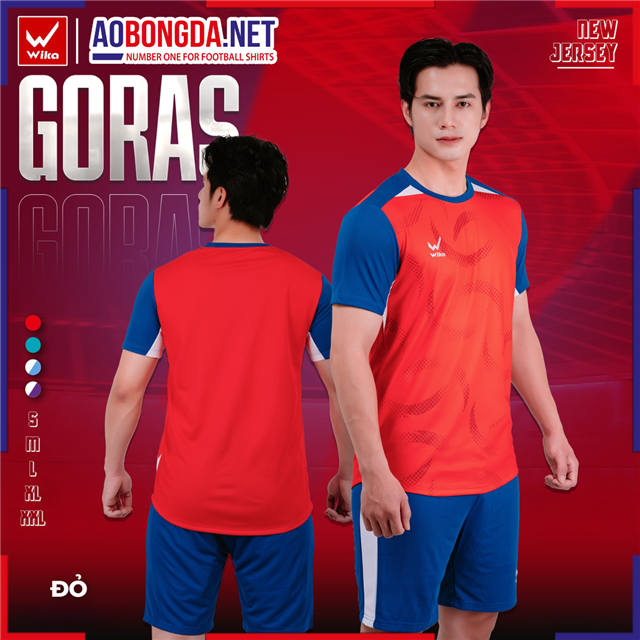 Áo Bóng Đá Không Logo Wika Goras Đỏ Navy