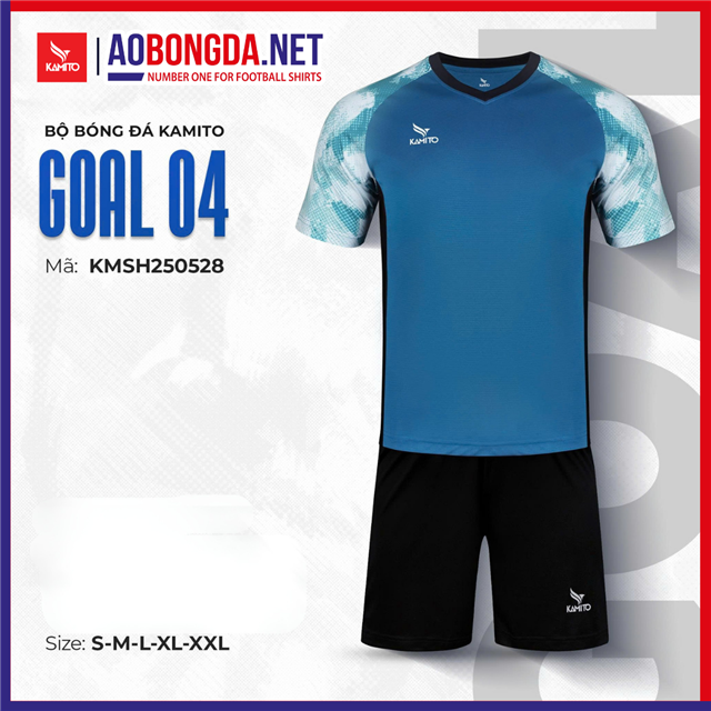 Áo Bóng Đá Không Logo Kamito Goal 04 Xanh Cổ Vịt