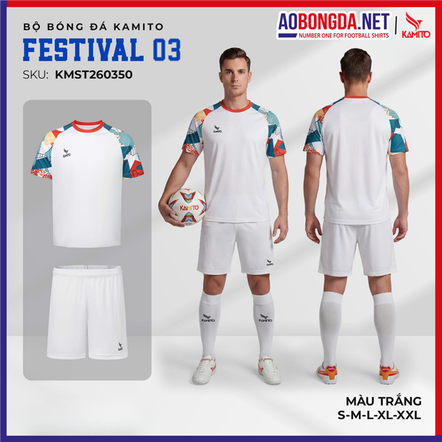 Áo Bóng Đá Không Logo Kamito Festival 3 Trắng