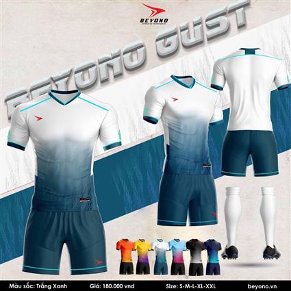Áo bóng đá Beyono Gust Trắng Xanh