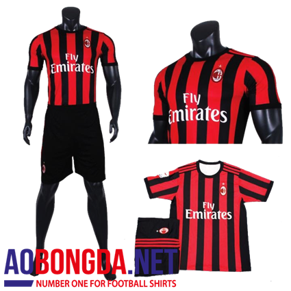 Áo AC Milan Sọc Đỏ Đen 2017