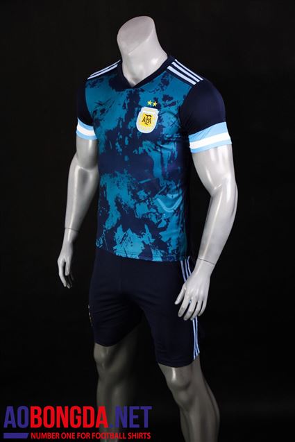 Áo Bóng Đá Đội Tuyển Argentina xanh loang copa 2020 - 2021