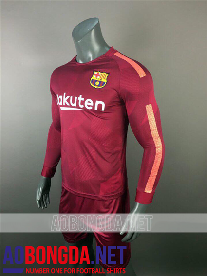 Áo Bóng Đá Dài Tay Barca Đỏ Đô mùa giải 2017-2018