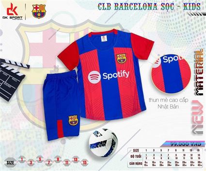 Bộ Quần Áo bóng đá trẻ em CLB Barca Sân Nhà 2023-2024