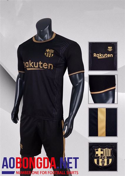 Áo Bóng Đá Barcelona đen sân khách mùa giải 2020-2022