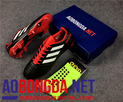 Giầy Bóng Đá Predator FG đen đỏ
