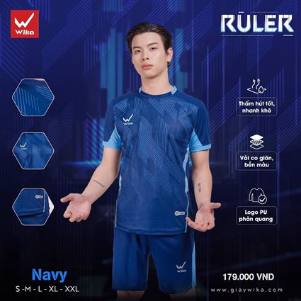 Áo Bóng Đá Không Logo Wika Ruler Xanh Navy