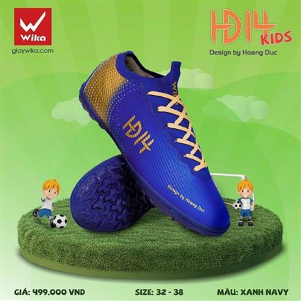 Giày Bóng Đá Trẻ Em Wika Hoàng Đức HĐ14 Xanh Navy