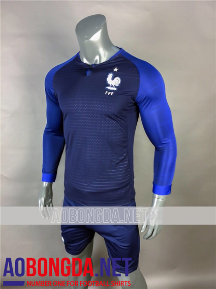 Áo bóng đá dài tay Pháp tím than World Cup 2018