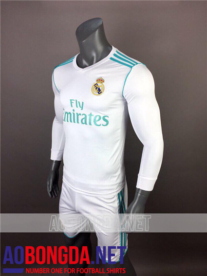 Áo Bóng Đá Dài Tay Real Madrid Trắng mùa giải 2017-2018