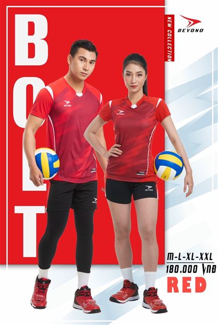 Quần áo bóng chuyền Beyono Bolt Đỏ
