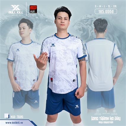 Áo Bóng Đá không Logo Dullkill Long Tranh Trắng