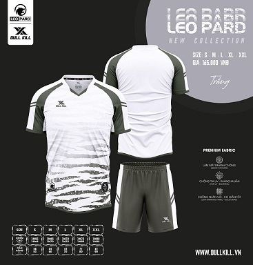 Áo Bóng Đá không Logo Dullkill LeoPard Trắng