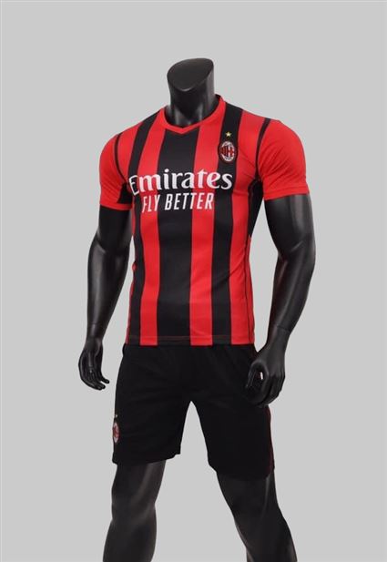Áo Bóng ĐÁ AC Milan sọc đỏ đen 2021-2022