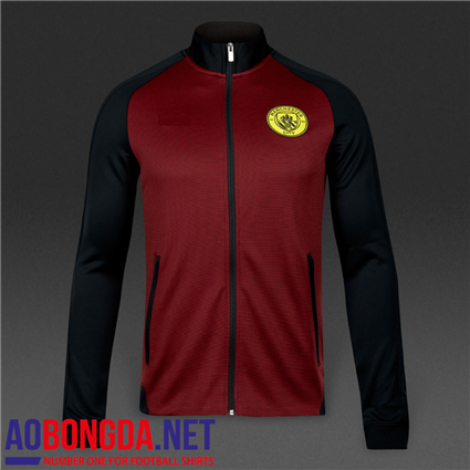 Áo khoác bóng đá câu lạc bộ Man City màu bã trầu đen, mùa 2016-2017