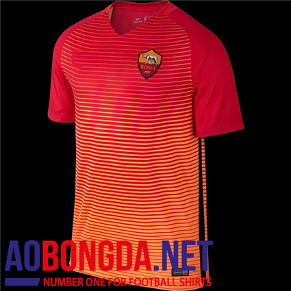 Mẫu áo câu lạc bộ AS Roma cam kẻ ngang sân khách thứ 3 đấu cup c1 mùa 2016 201
