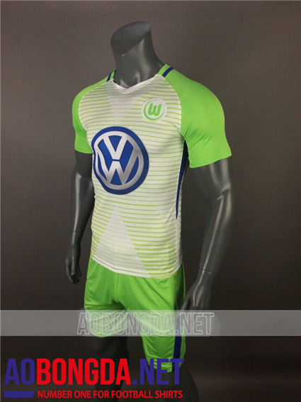 Áo Wolfburg Sân Nhà trắng xanh 2017-2018
