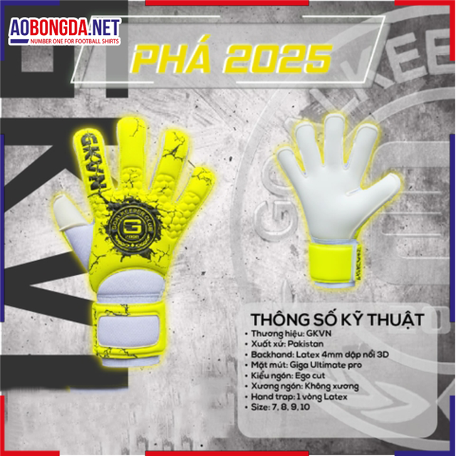 Găng Tay Thủ Môn GKVN Phá 2025 Vàng