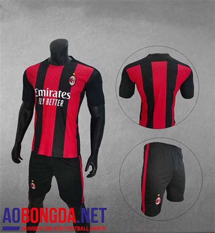Áo Bóng ĐÁ AC Milan sọc đỏ đen sân nhà 2020-2022