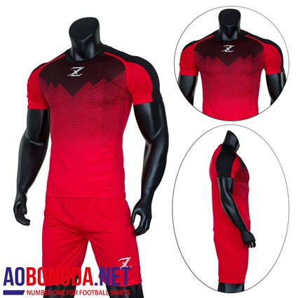 Áo Bóng Đá Không Logo Riki Z đỏ đen
