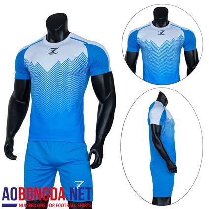 Áo Bóng Đá Không Logo Riki Z xanh ngọc trắng