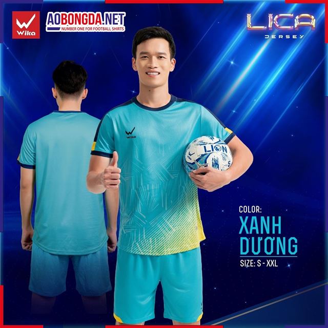 Áo Bóng Đá Không Logo Wika Lica Xanh Dương