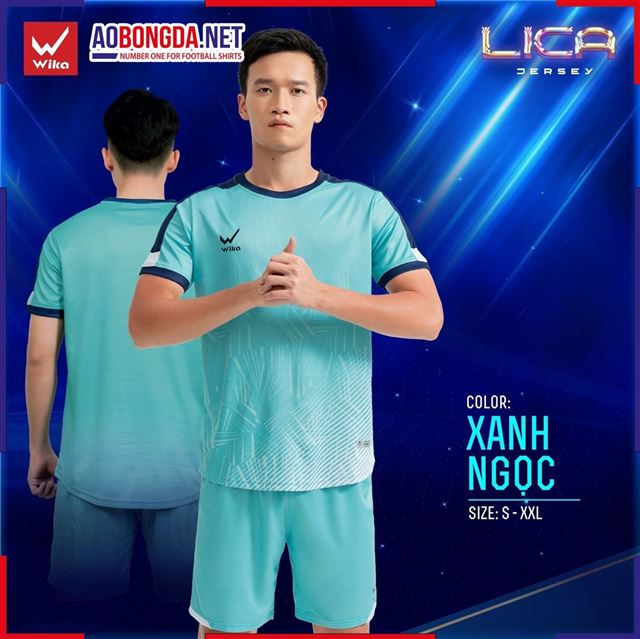 Áo Bóng Đá Không Logo Wika Lica Xanh Ngọc