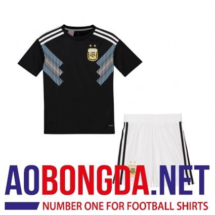 Áo bóng đá trẻ em đội tuyển Argentina đen World Cup 2018