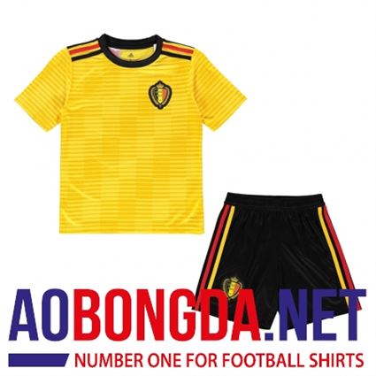 Áo bóng đá trẻ em đội tuyển Bỉ vàng World Cup 2018