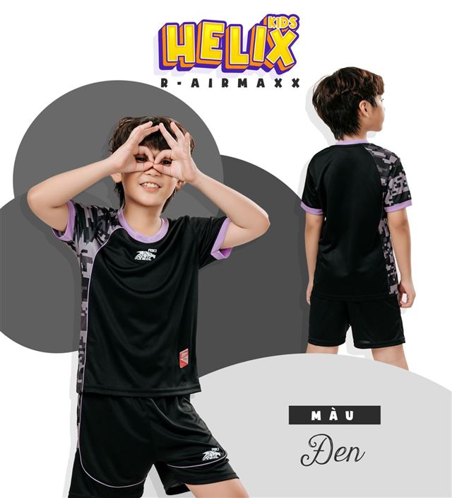 Áo Bóng Đá Trẻ Em Riki Helix Đen