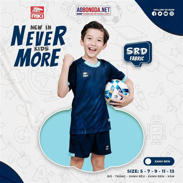 Áo Bóng Đá Trẻ Em Riki Nevermore Xanh Đen