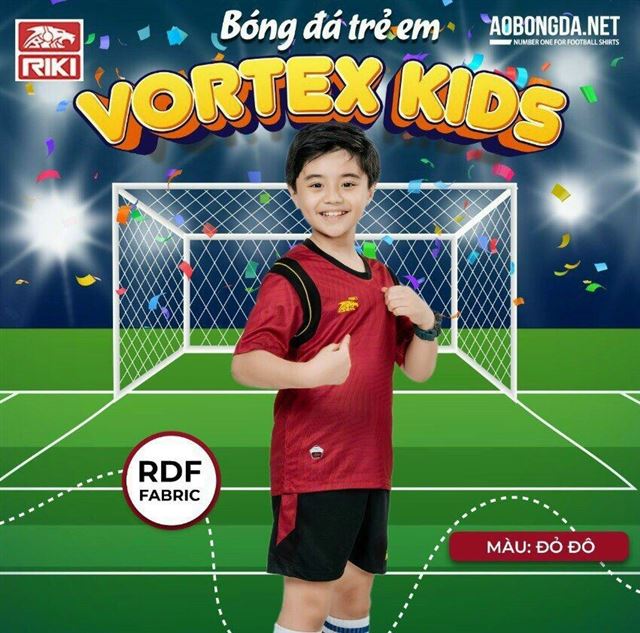 Áo Bóng Đá Trẻ Em Riki Vortex Đỏ Đô