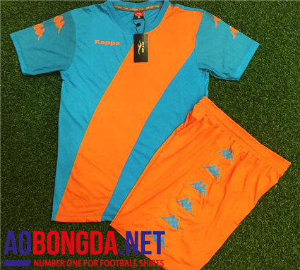 Áo Không Logo Kappa Xanh Ngọc Sọc Chéo Cam 2017