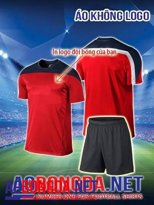 Áo không logo training đỏ đen