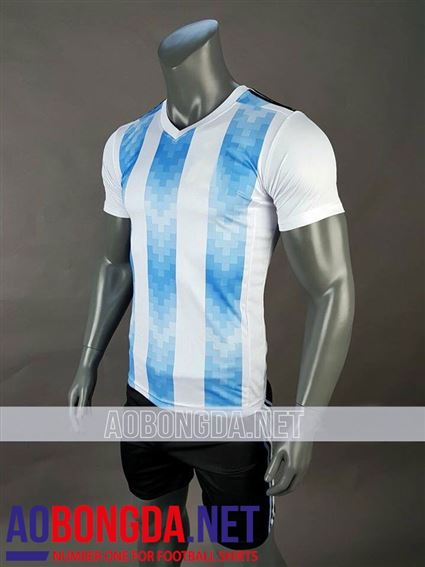 Áo Ko Logo Argentina Trắng Xanh World Cup 2018