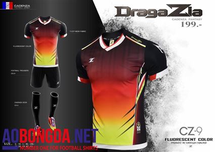 Áo Ko Logo DragaZia đen loang đỏ vàng 2017-2018