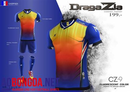 Áo Ko Logo DragaZia xanh bích loang vàng cam 2017-2018