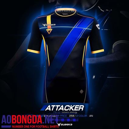 Áo ko logo Eureka Attacker đen 2017-2018