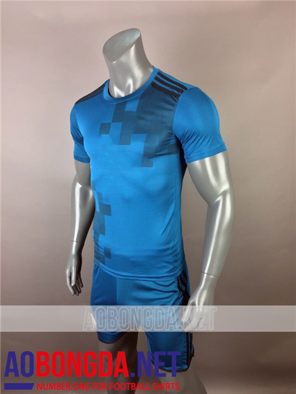 Áo Ko Logo Real Madrid Xanh 2017-2018