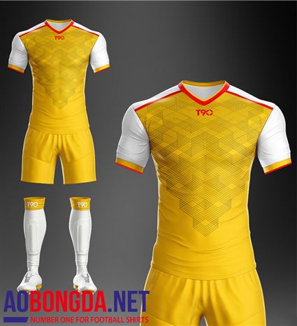 Áo Ko Logo T90-F vàng tay trắng