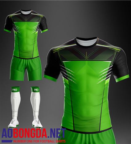 Áo Ko Logo T90-M xanh lá vai đen