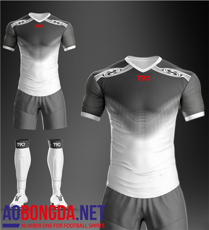 Áo Ko Logo T90-Win trắng tay xám