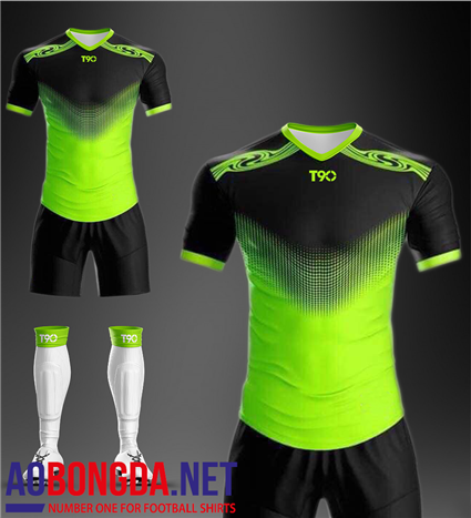 Áo Ko Logo T90-Win xanh chuối tay đen