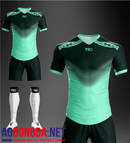 Áo Ko Logo T90-Win xanh lơ tay đen