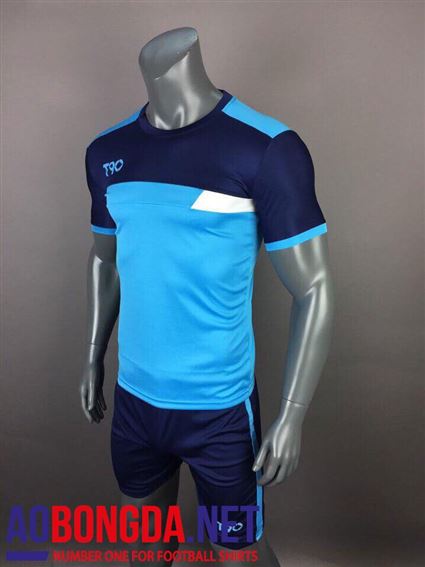 Áo Ko Logo T90 Xanh Ngực, tay tím than quần tím than