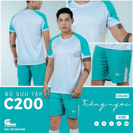 Áo Bóng Đá không Logo CV C200 Trắng ngọc