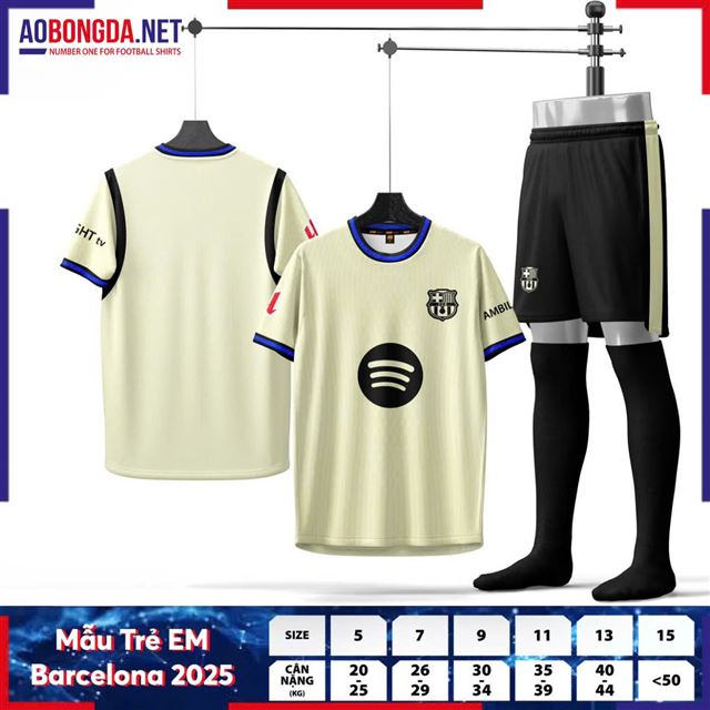 Áo Bóng Đá Câu Lạc Bộ Barcelona Trẻ Em Kem 2025-2026