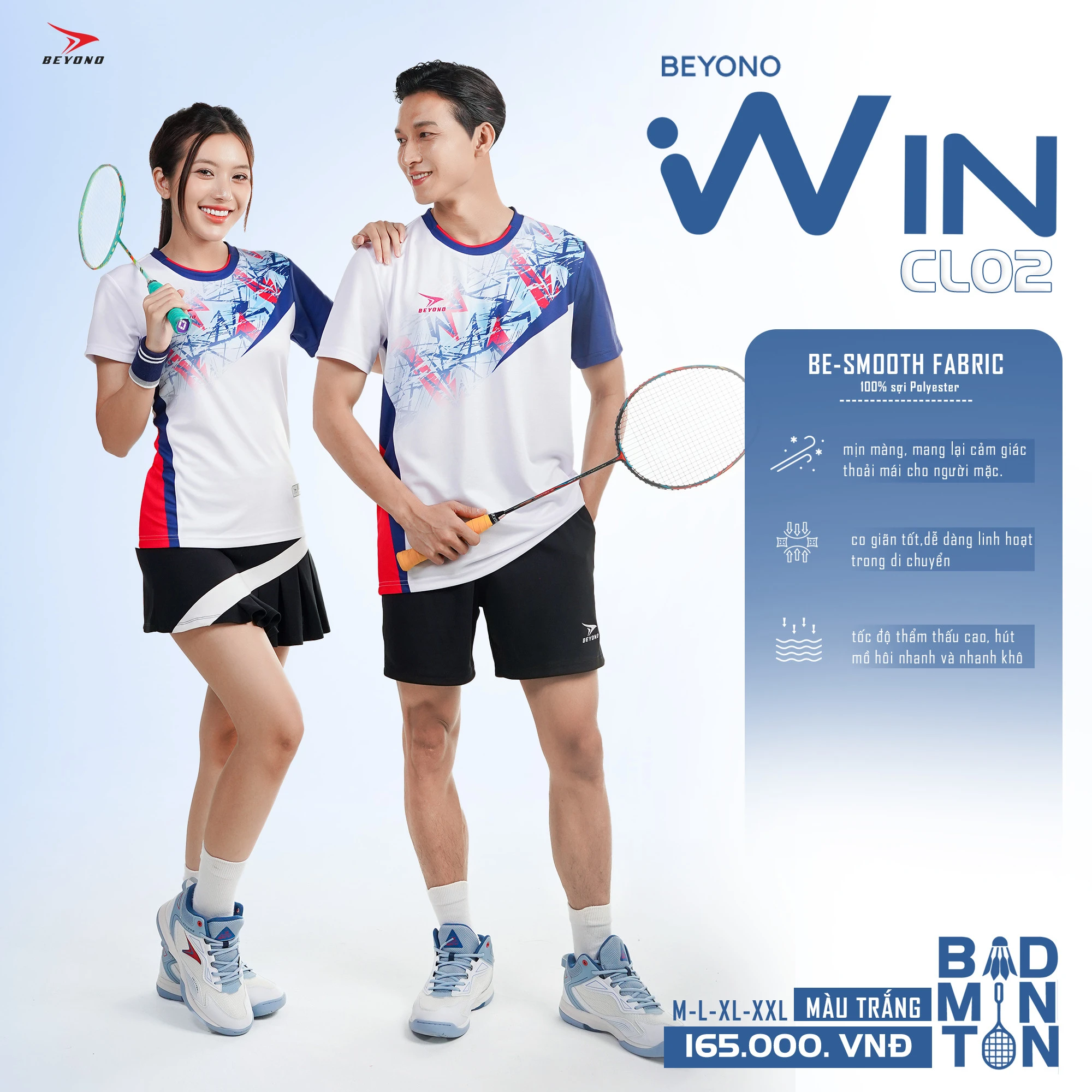 Áo Cầu Lông Beyono Win CL02 Màu Trắng 
