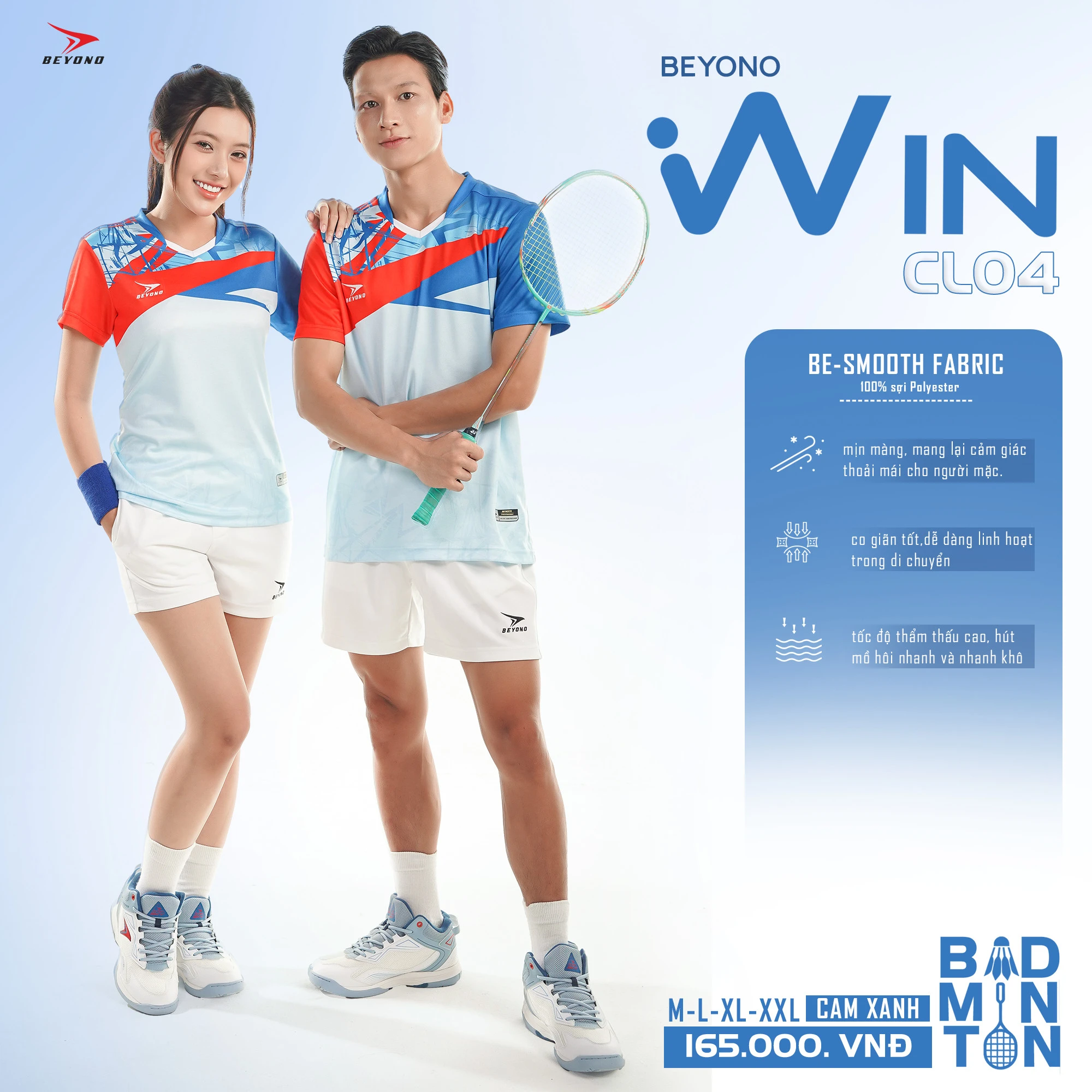 Áo Cầu Lông Beyono Win CL04 Cam Xanh